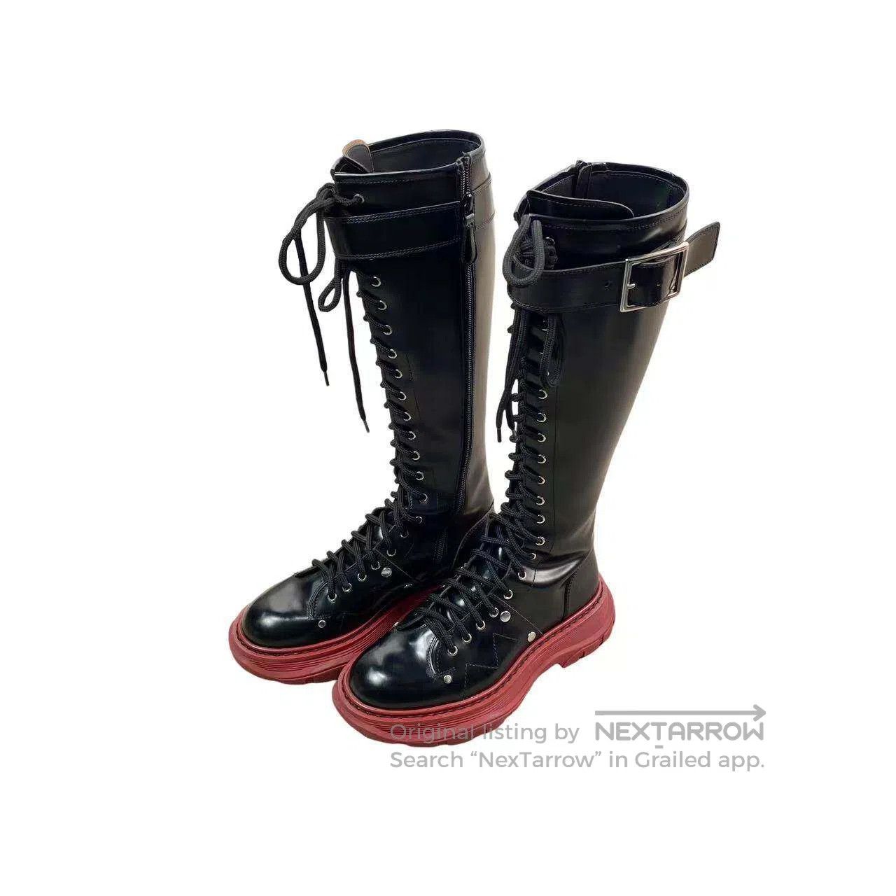 Alexander McQueen Alexander Mcqueen Black and red thick-soled lace-up high b Size US 6 / IT 36 - 1 Thumbnail
