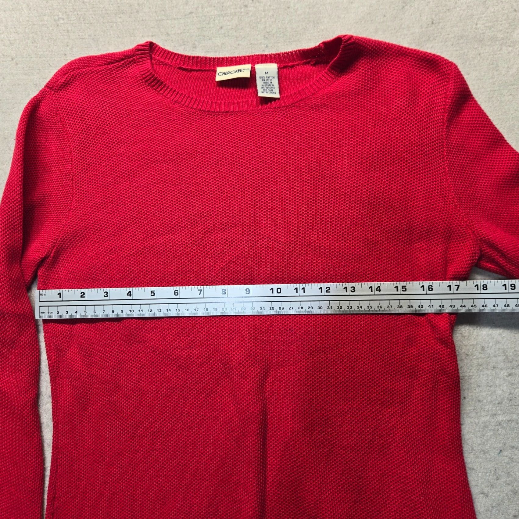 Cherokee Cherokee Sweater Adult M Red 100% Cotton Long Sleeve V-Neck Knit Stretchy Size M / US 6-8 / IT 42-44 - 3 Thumbnail