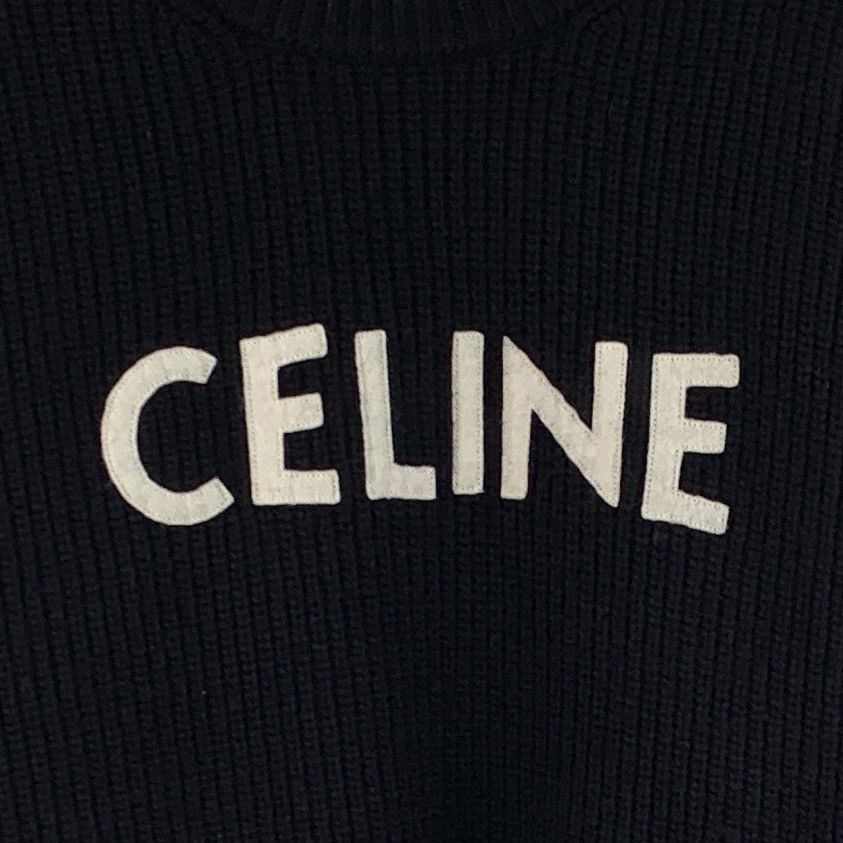 Celine Celine Black Logo Embroidered Wool Knit Sweater K26WX Size US M / EU 48-50 / 2 - 4 Thumbnail