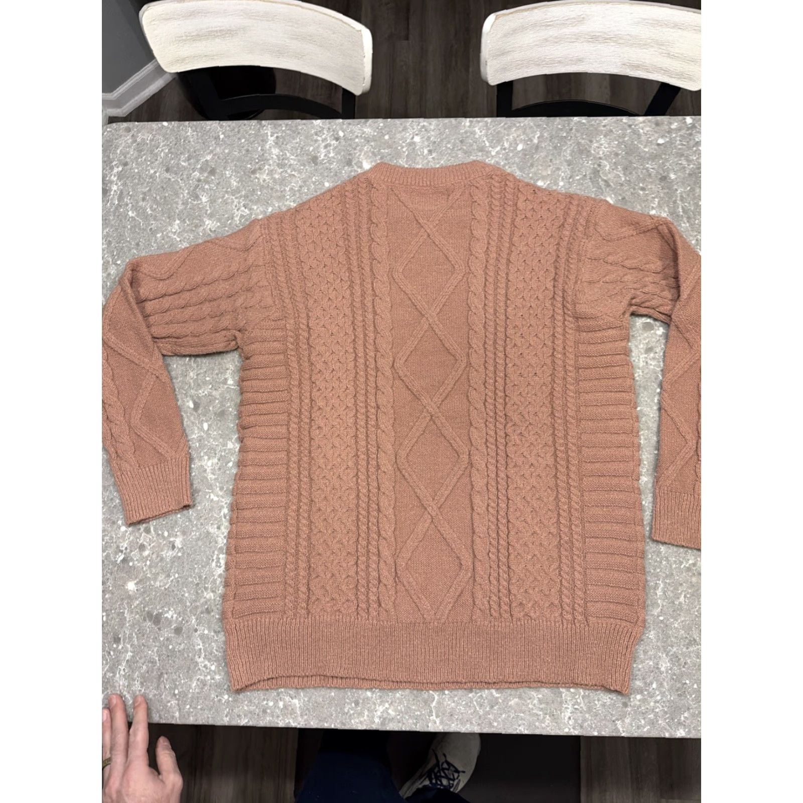 Vintage Aelfric Eden Sweater Women’s XL Peach Cable Knit Crewneck Pullover Size XL / US 12-14 / IT 48-50 - 5 Thumbnail