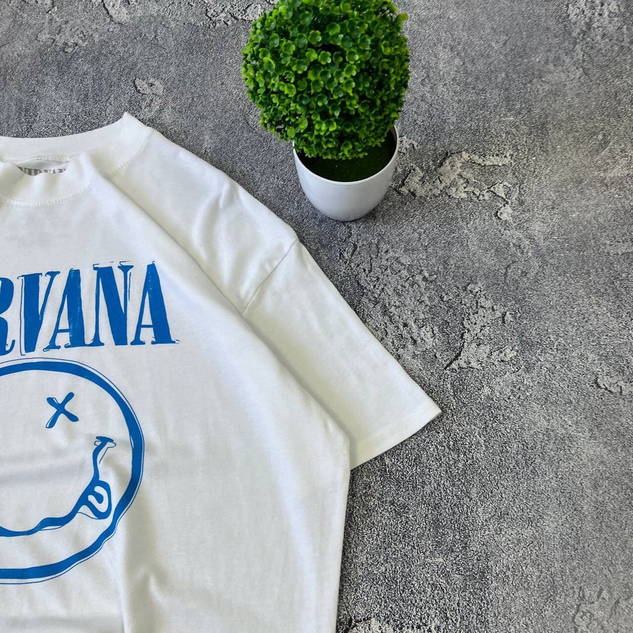 Nirvana Nirvana Face License White T-Shirt Overzide Feat Size S Size US S / EU 44-46 / 1 - 6 Thumbnail