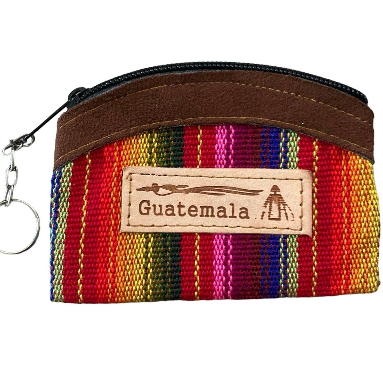Other Handmade Guatemalan Leather/Cotton Coin Purse Keychain Size ONE SIZE - 1 Thumbnail
