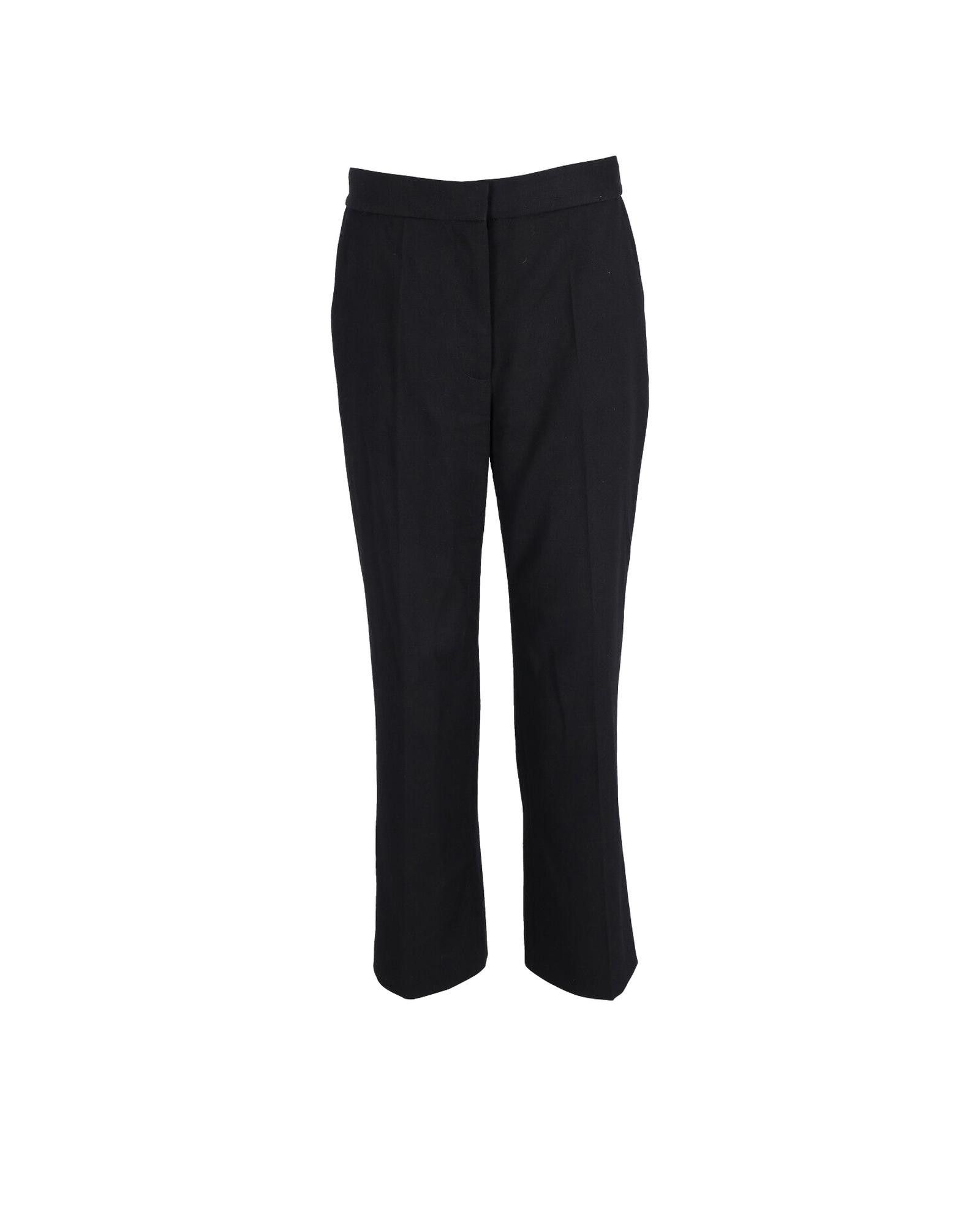 image of Stella Mccartney Black Wool Cropped Trousers With High-Rise Silhouette, Women's (Size 30)