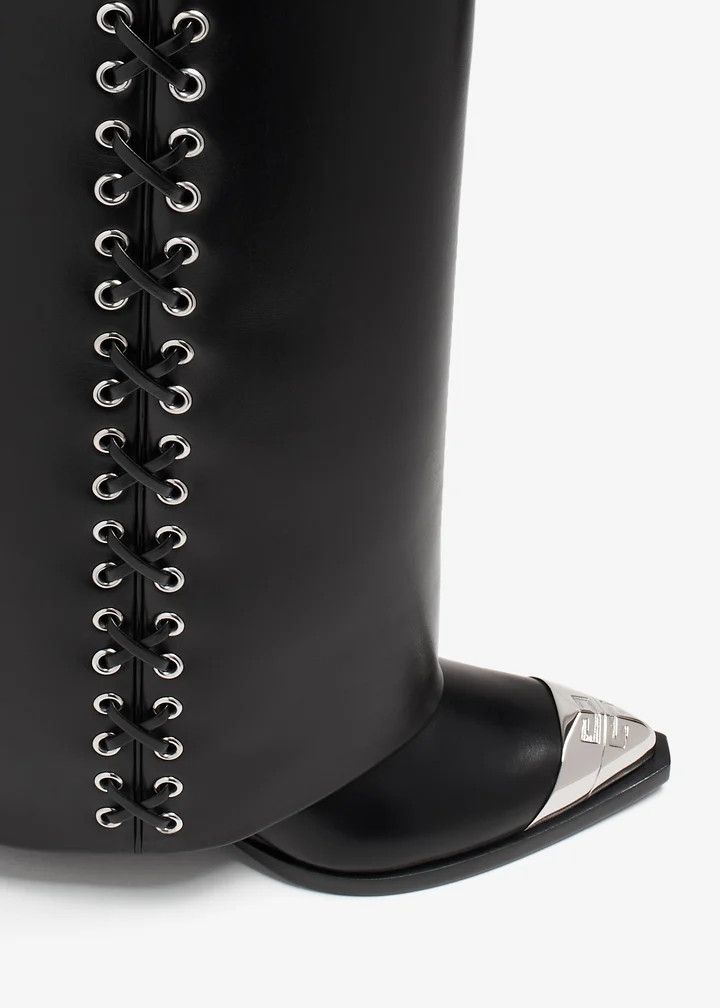 Givenchy o1n1vont0226 Shark Lock Cowboy Boots in Black Size US 7 / IT 37 - 2 Thumbnail