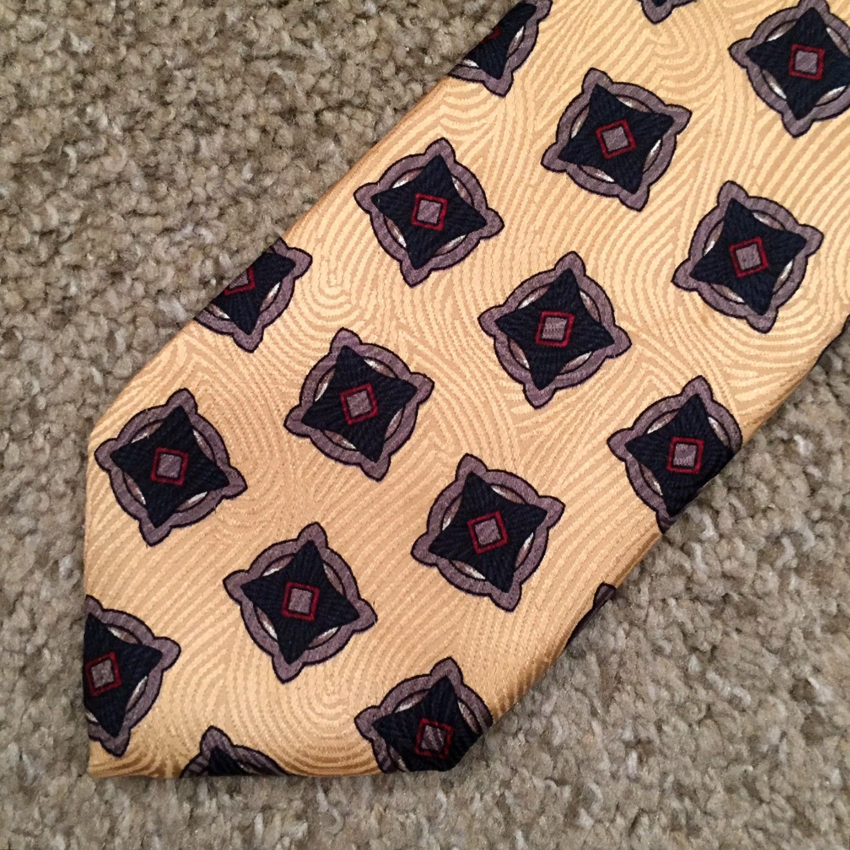 Robert Talbott Robert Talbott Neck Tie Beige Geometric Silk USA Tie Pointed 100% Silk Classic 57"-60" Men Beige US Vintage No Size ONE SIZE - 3 Thumbnail
