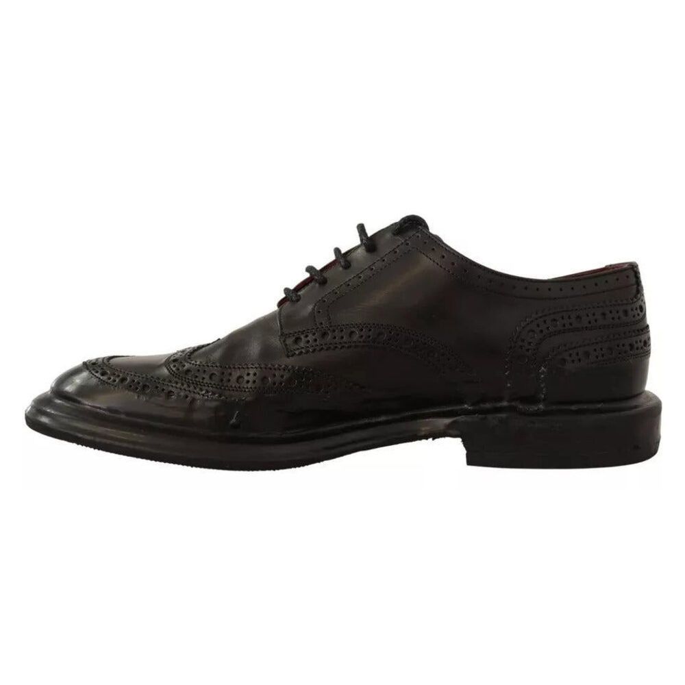 Dolce & Gabbana Dolce & Gabbana Black Perforated Leather Lace Up Derby Shoes Size US 7 / EU 40 - 2 Thumbnail