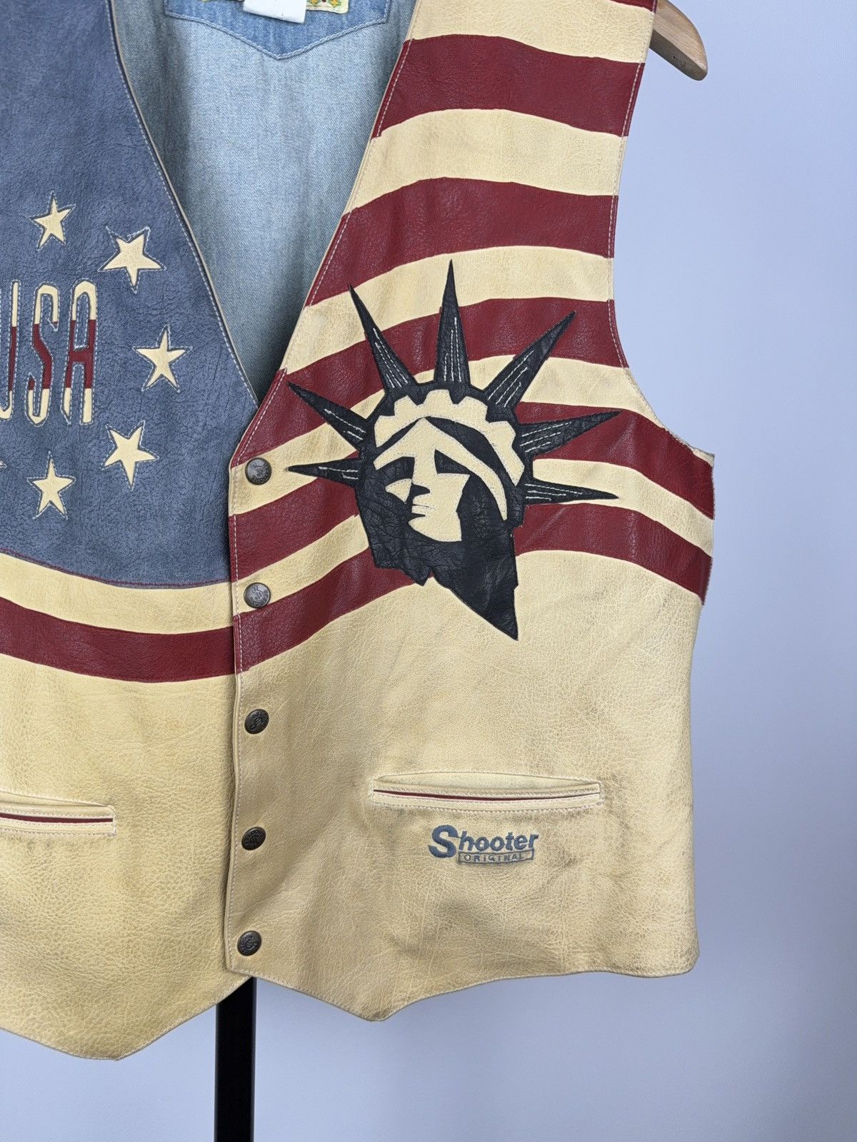 Cowboy Equipment × Vintage Vintage 90s Made in USA Shooter Leather Cowboy rare Vest Size US S / EU 44-46 / 1 - 4 Thumbnail