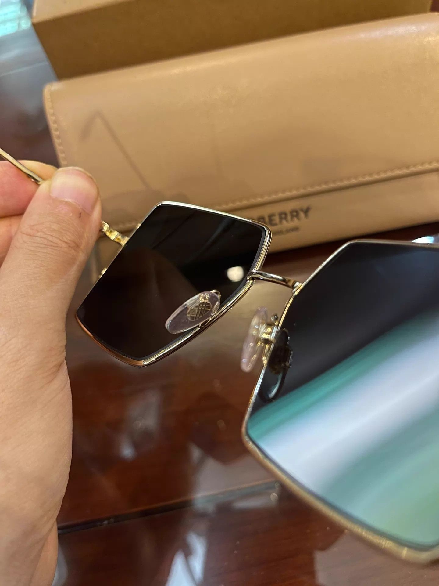 Burberry Burberry Women's Square Gold Trim Sunglasses - Jing Tian Size ONE SIZE - 2 Thumbnail