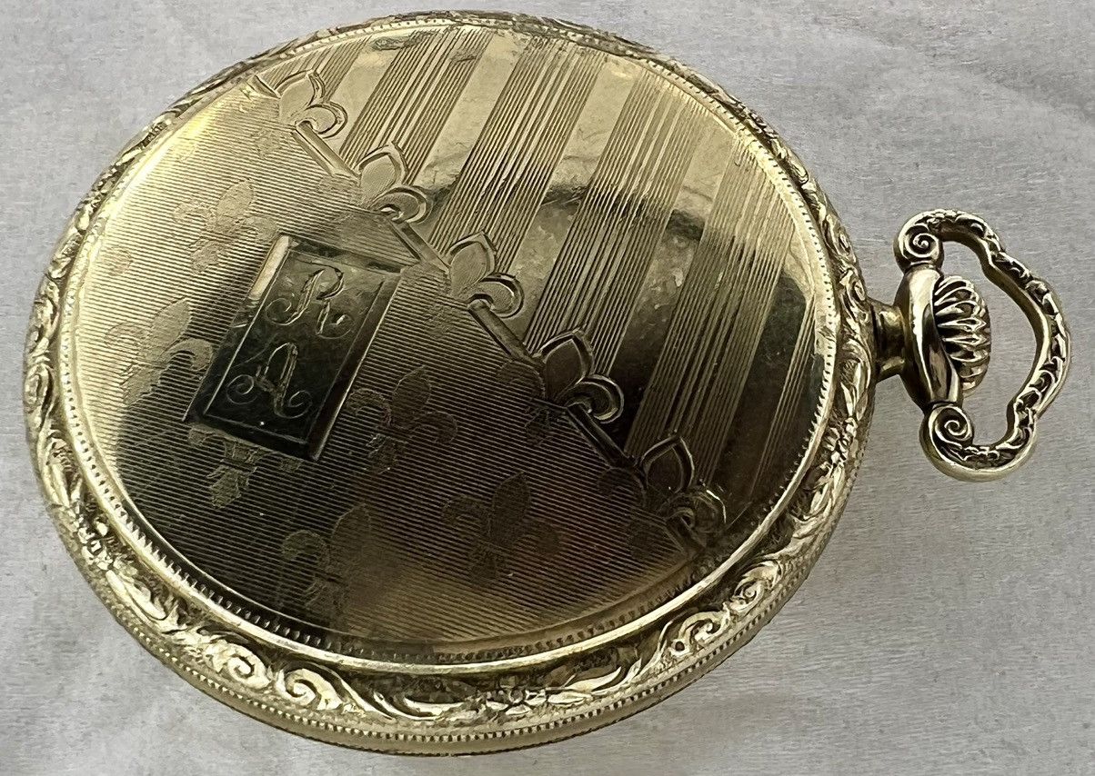 Elgin National Watch Company Vintage 1921 Elgin Pocket Watch Gold Filled Case 12S Size ONE SIZE - 4 Thumbnail