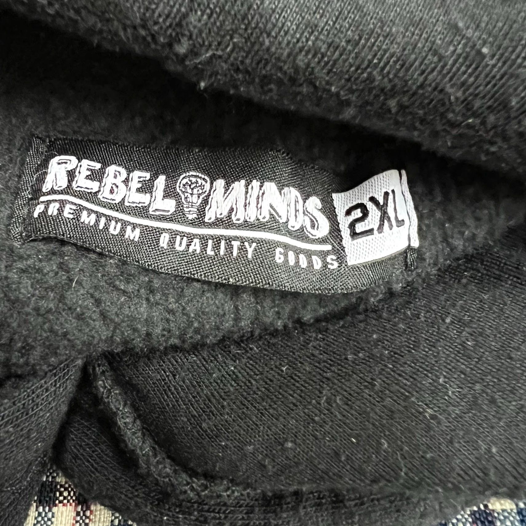 Vintage Rebel Hooded Sweatshirt 2XL Black Embroidered Puff Graphic Print Pattern Long Sleeve High Neck Pullover Men Size US XXL / EU 58 / 5 - 6 Thumbnail
