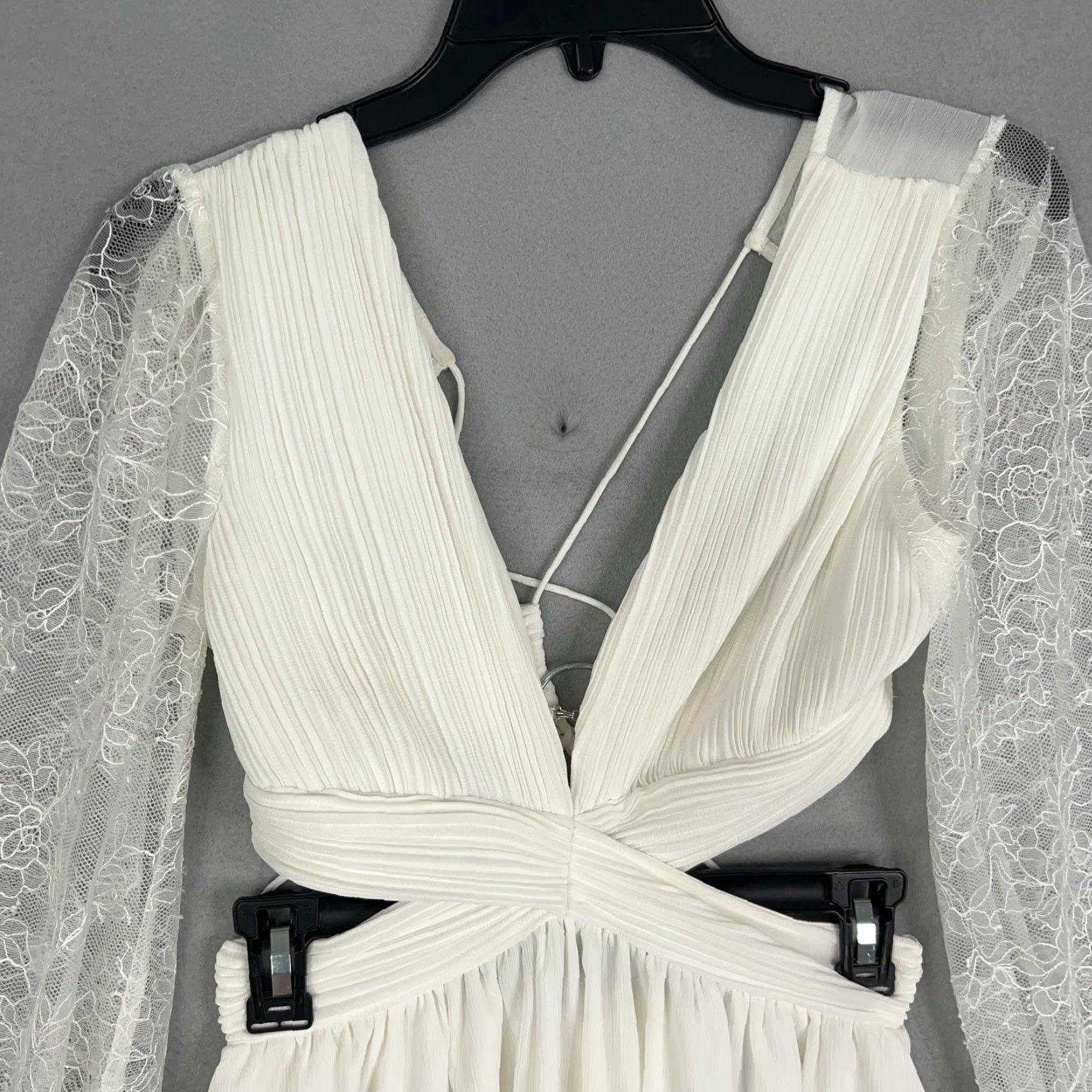 Vintage Twosisters The Label Dress Womens XS White Lace Cutout Cottage Coquette Bride Mini Fit & Flare White Lace Size XS / US 0-2 / IT 36-38 - 2 Thumbnail