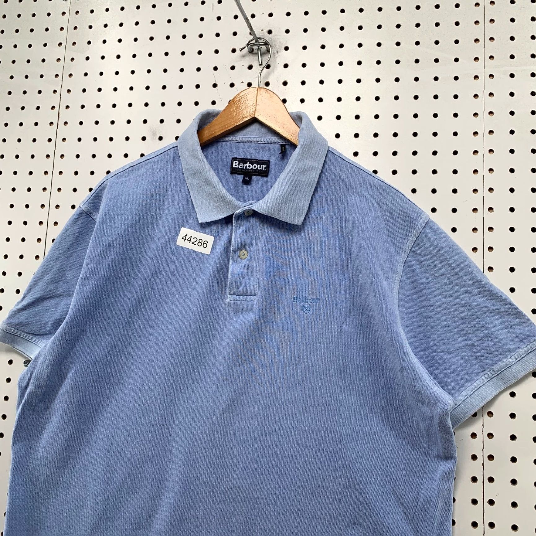 Barbour VINTAGE Barbour Polo Shirt Mens XL Blue Light Washed Cotton Short Sleeve Button Collar Preppy Golf Mens XL Blue Size US XL / EU 56 / 4 - 4 Thumbnail