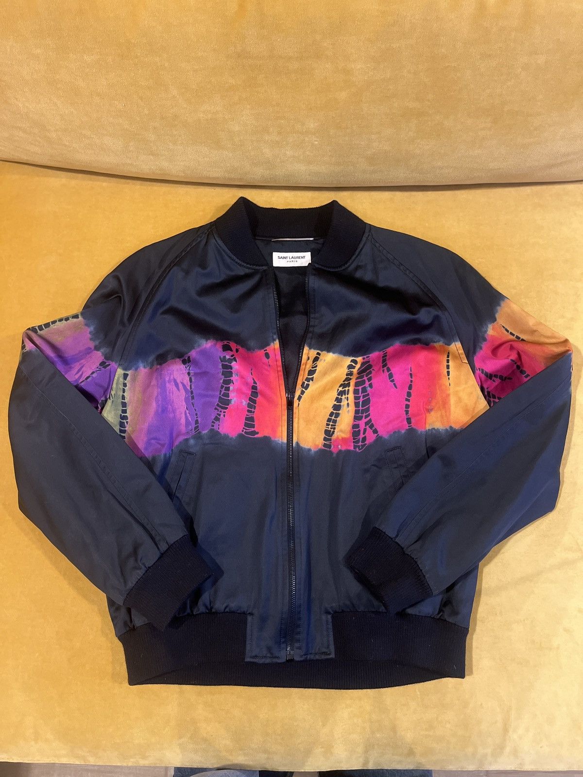 Saint Laurent Paris Black Tie-Dye Bomber Jacket Size US L / EU 52-54 / 3 - 1 Thumbnail
