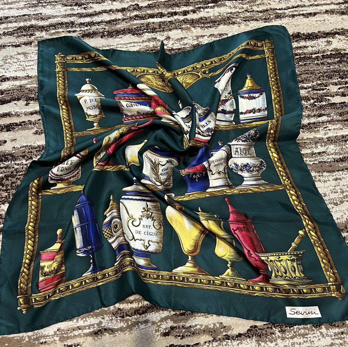 Japanese Brand Vintage Sevini Silk Scarf 90s Street Wear Y2K Casual Style Size ONE SIZE - 5 Thumbnail