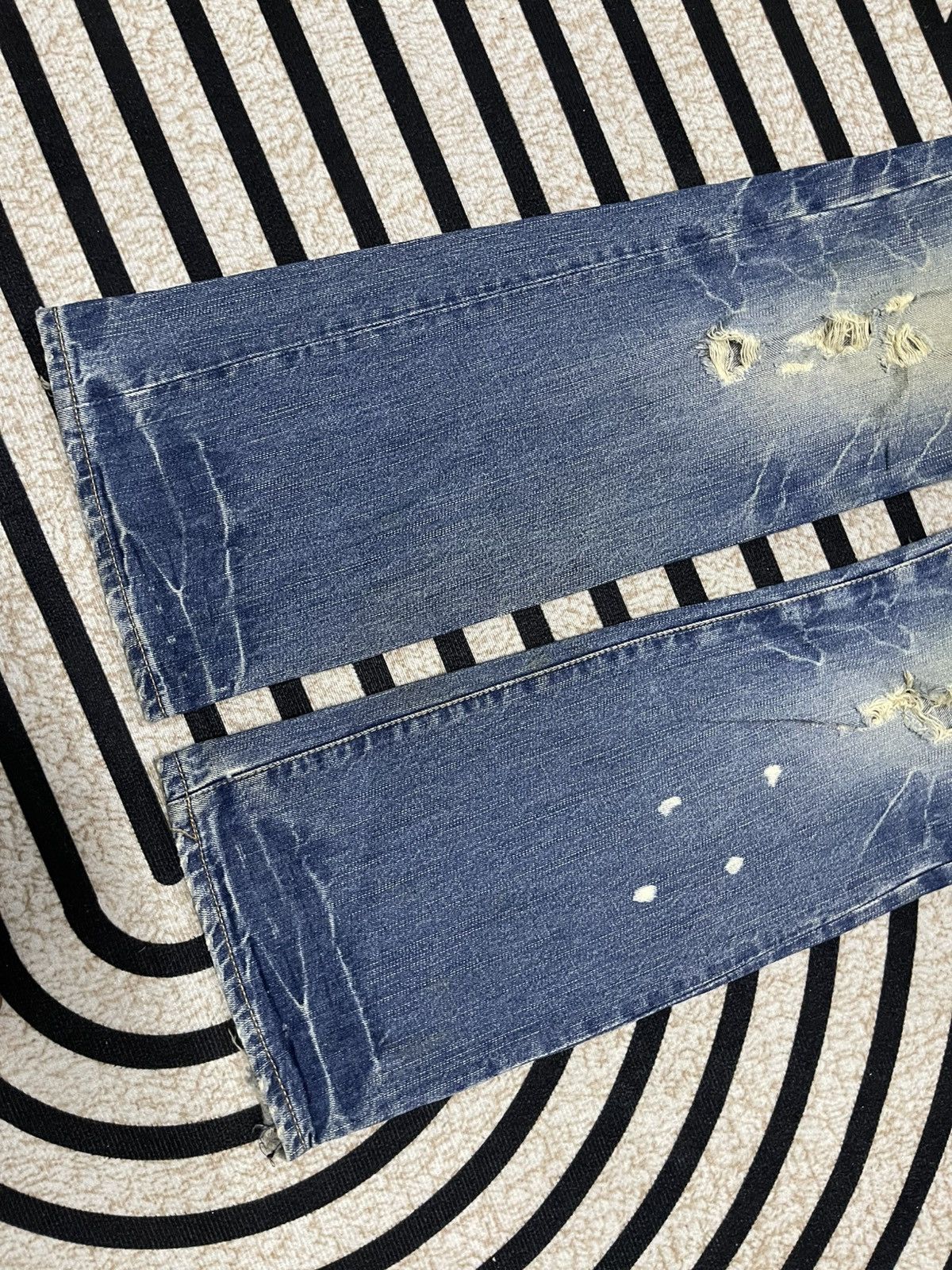 PPFM 2000s PPFM FLARE DISTRESSED DENIM RARE DESIGN Size US 30 / EU 46 - 4 Thumbnail