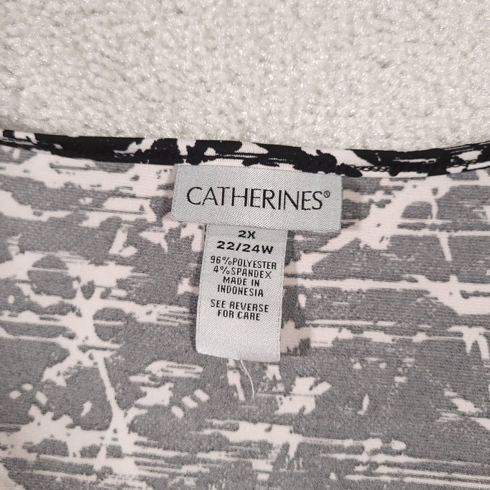 Vintage Catherines Womens Tank Top Blouse Black White Sleeveless Scoop Neck Size 2X Plus Size XXL / US 16-18 / IT 52-54 - 8 Thumbnail