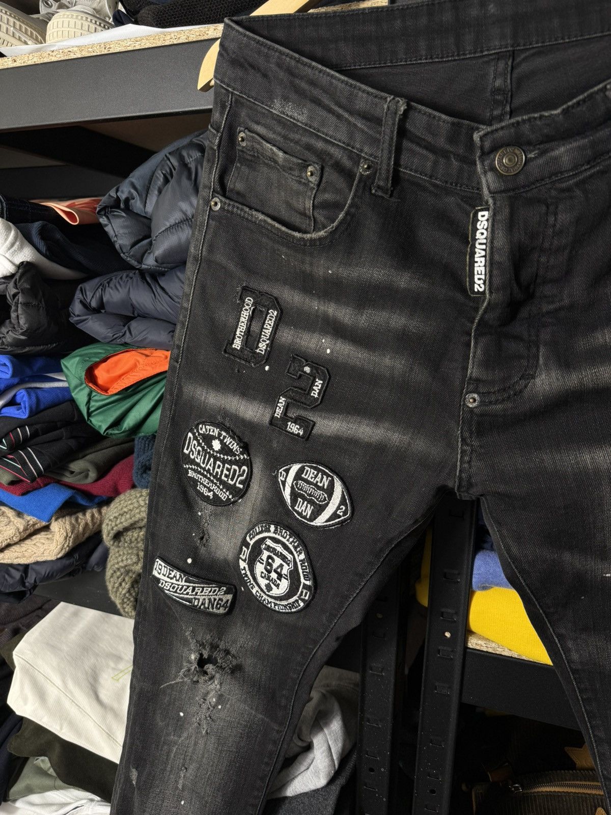 Dsquared2 Dsquared2 Distressed Black Jeans Size 48 Patch Logo Slim Fit Size US 32 / EU 48 - 5 Thumbnail
