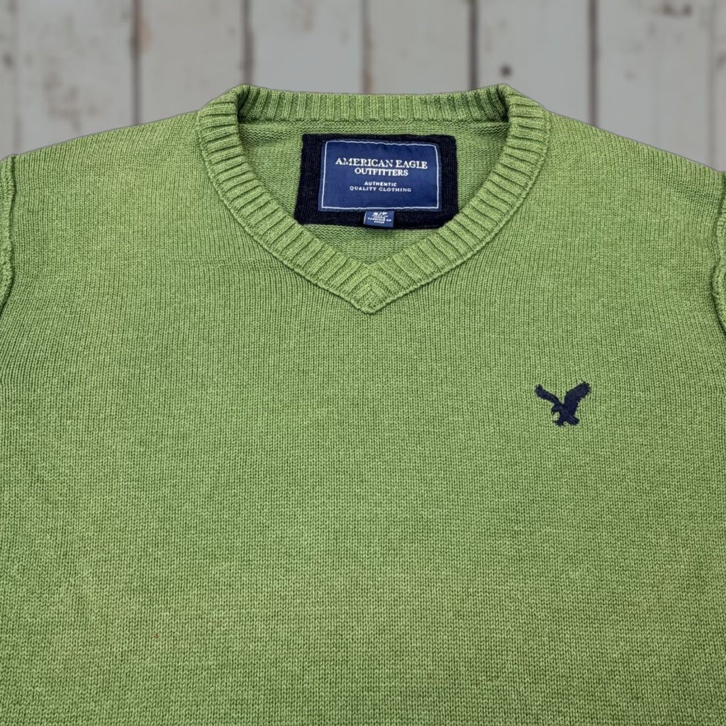 American Eagle Outfitters VINTAGE American Eagle Outfitters Sweater Mens Small Green V Neck Knit Pullover Size US S / EU 44-46 / 1 - 1 Thumbnail