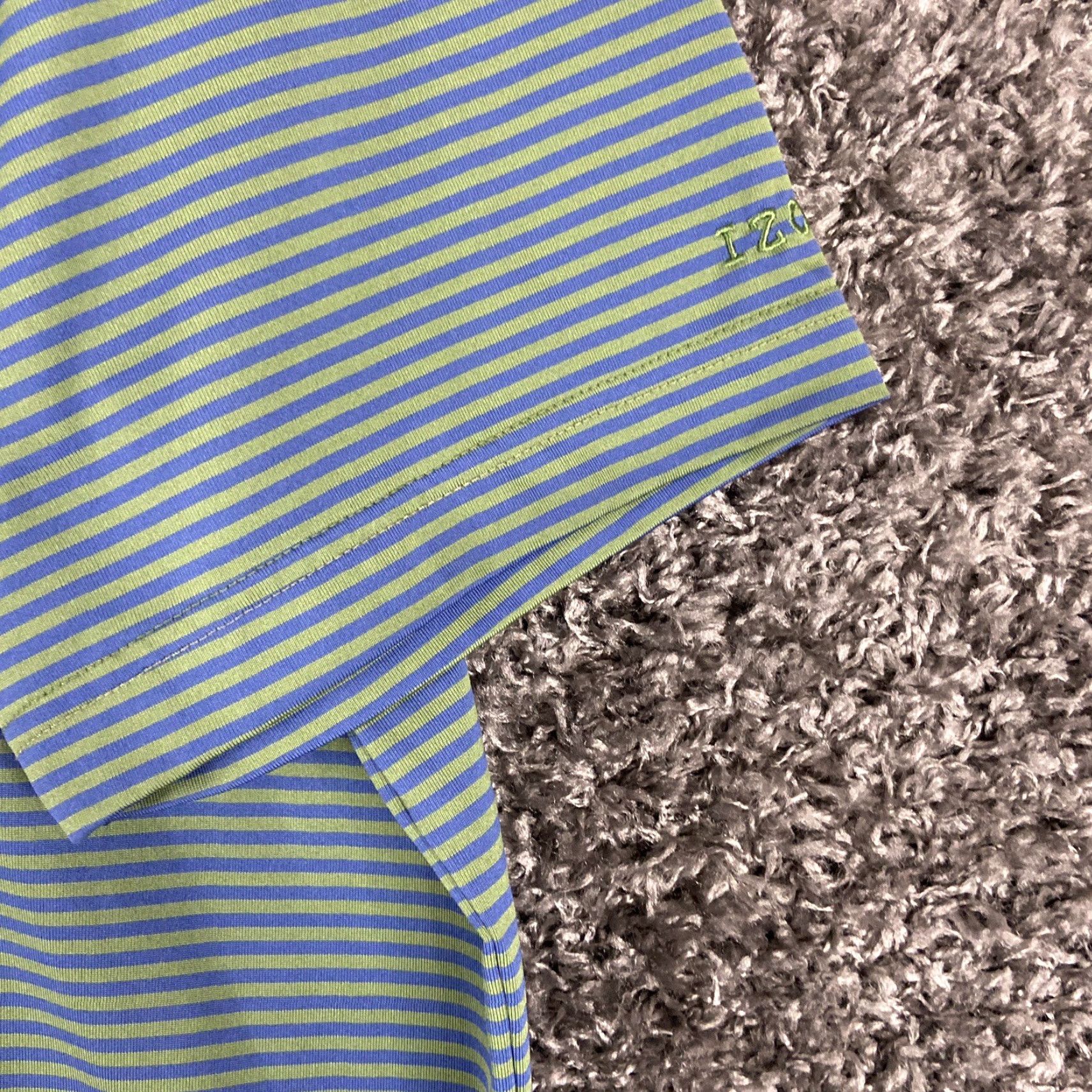Izod VINTAGE IZOD Golf Polo Mens L Green Blue Striped Short Sleeve Size US L / EU 52-54 / 3 - 3 Thumbnail