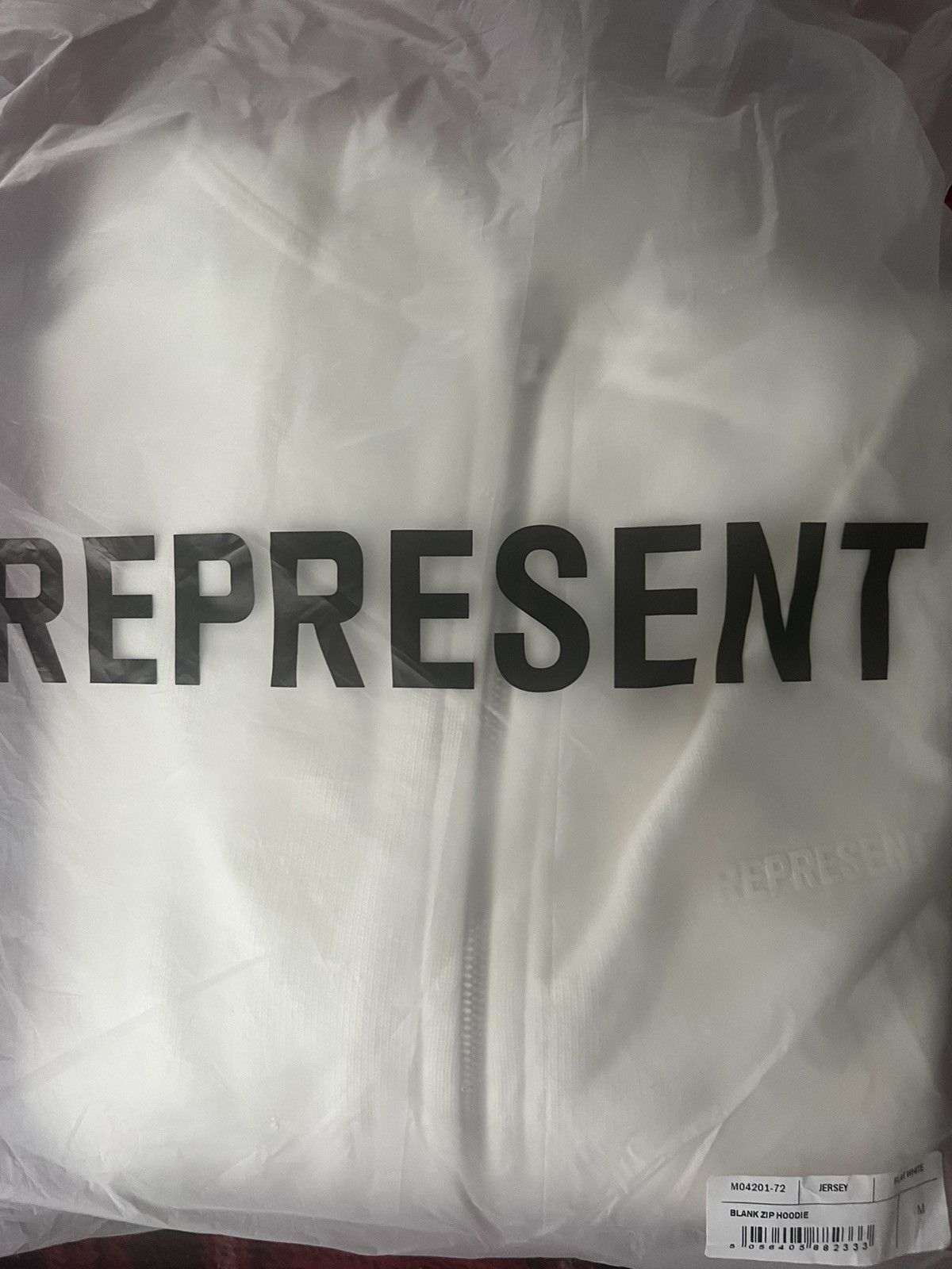 image of Represent Clo “Flat White” Blank Zip Hoodie, Men's (Size Medium)