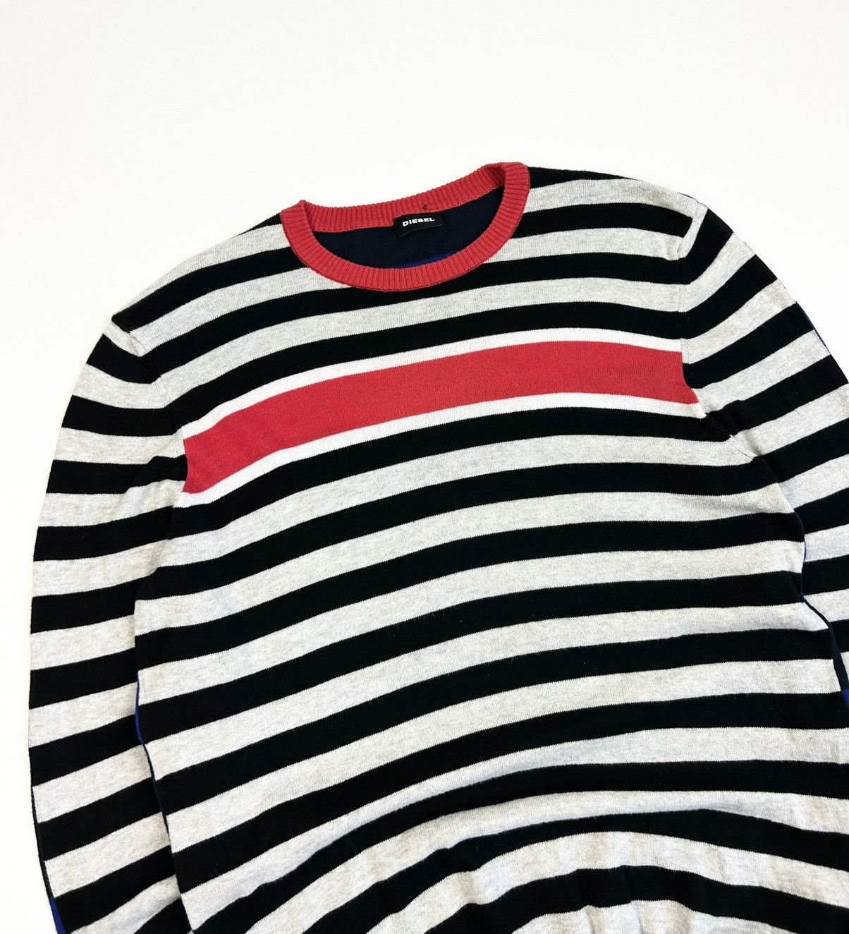 Diesel × Vintage Vintage Diesel Striped Pullover Avant-Garde Sweater Y2K Size US L / EU 52-54 / 3 - 7 Thumbnail