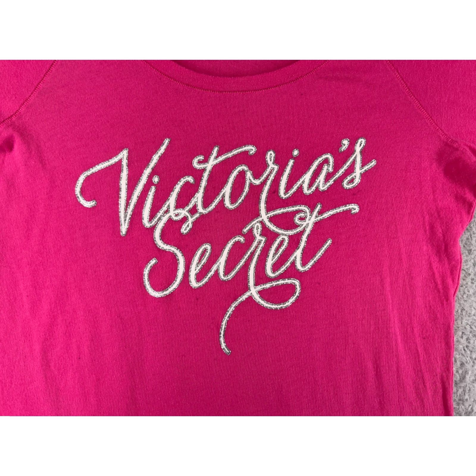Victoria's Secret Victoria's Secret Shirt Womens Small Pink Round Neck 3/4 Sleeve Cotton Blend Logo Size S / US 4 / IT 40 - 3 Thumbnail