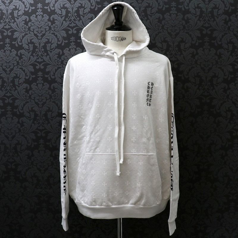 image of Chrome Hearts Plus Print Pullover Hoodie in White, Men's (Size Large)