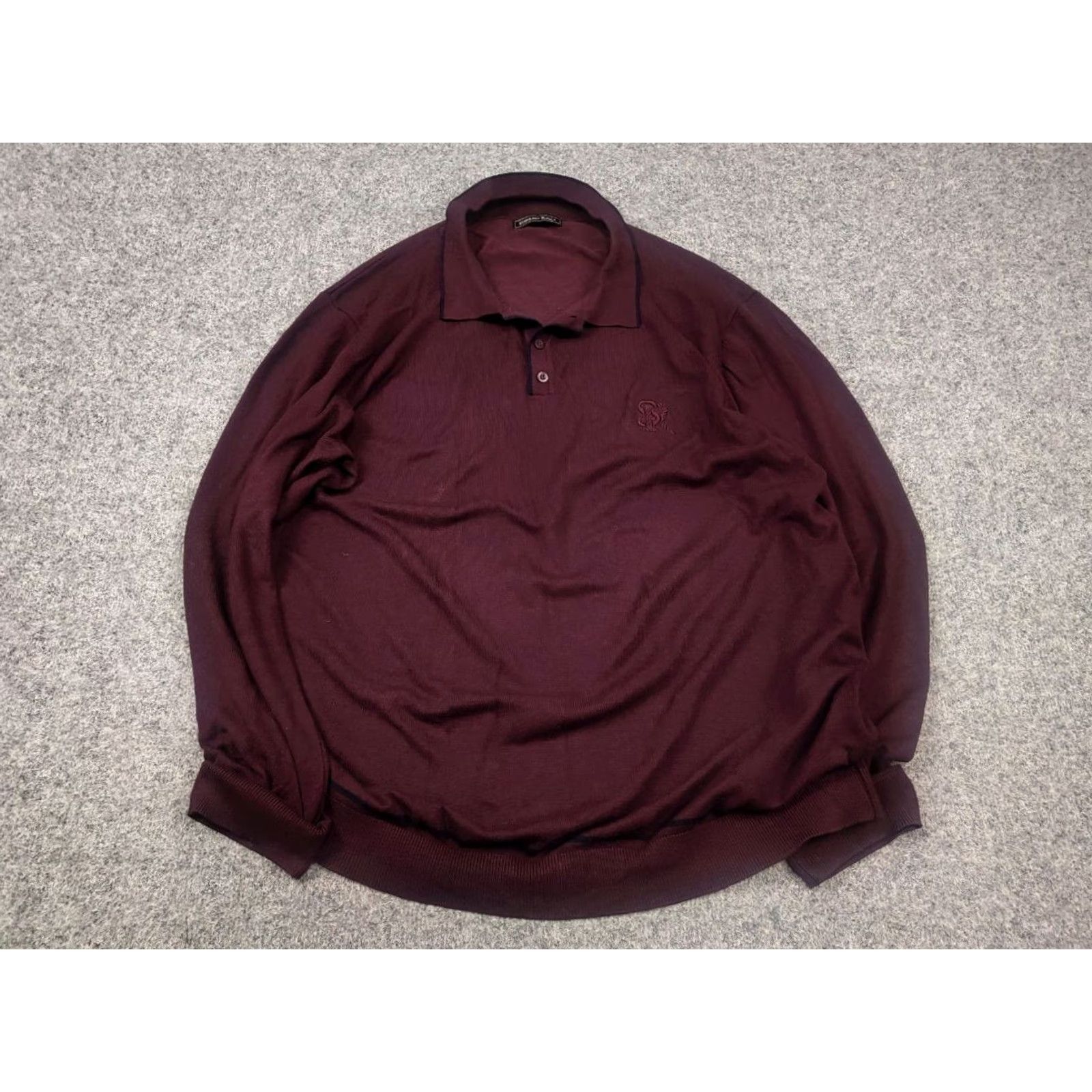 Stefano Ricci StEFANO RICCI Design Polo Shirt Mens XL Burgundy Cotton Blend Logo Long Sleeve Pullover Shirt Size US XL / EU 56 / 4 - 4 Thumbnail