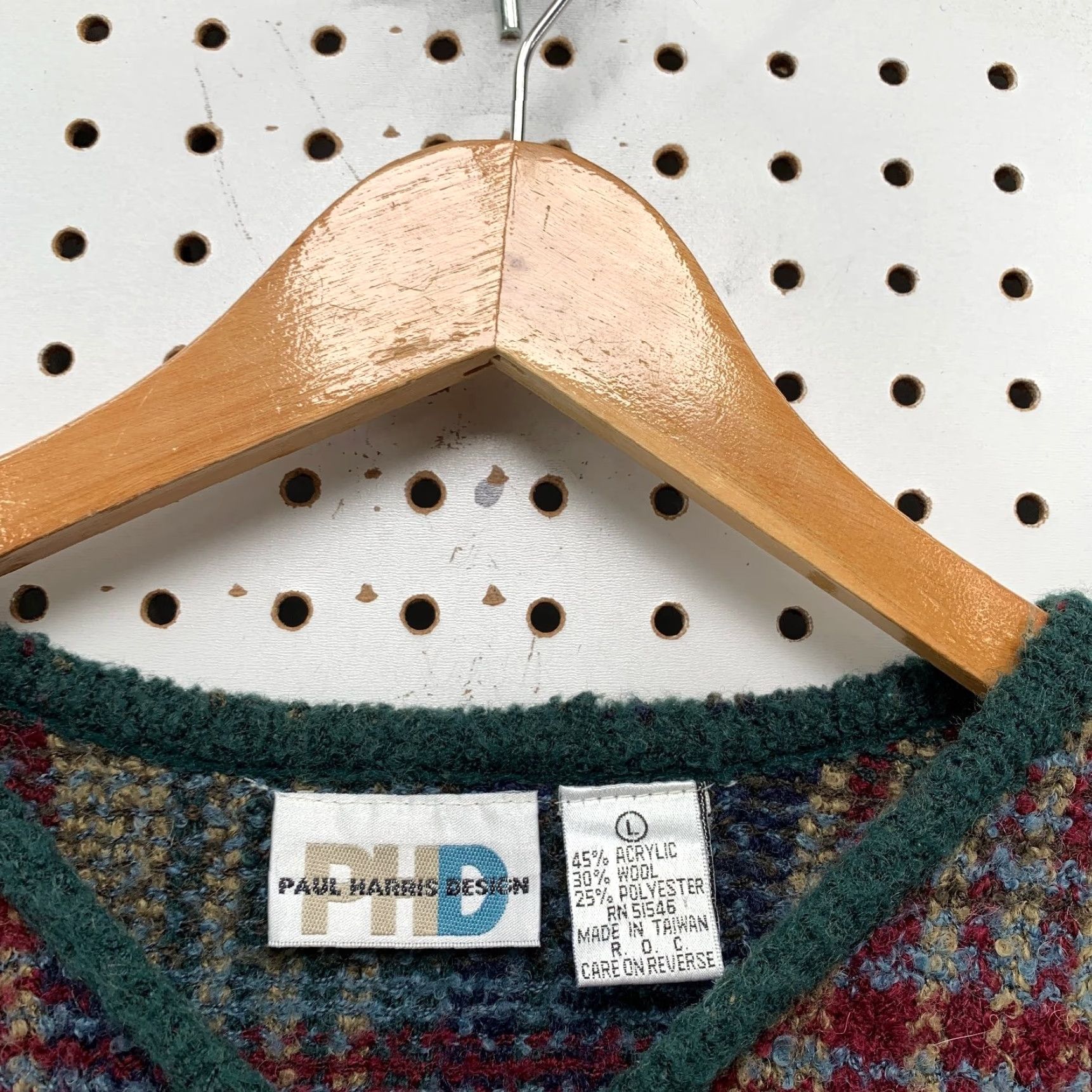 Vintage VINTAGE Paul Harris Wool Sweater Womens Large Green Window Pane Plaid Oversized Size L / US 10 / IT 46 - 4 Thumbnail