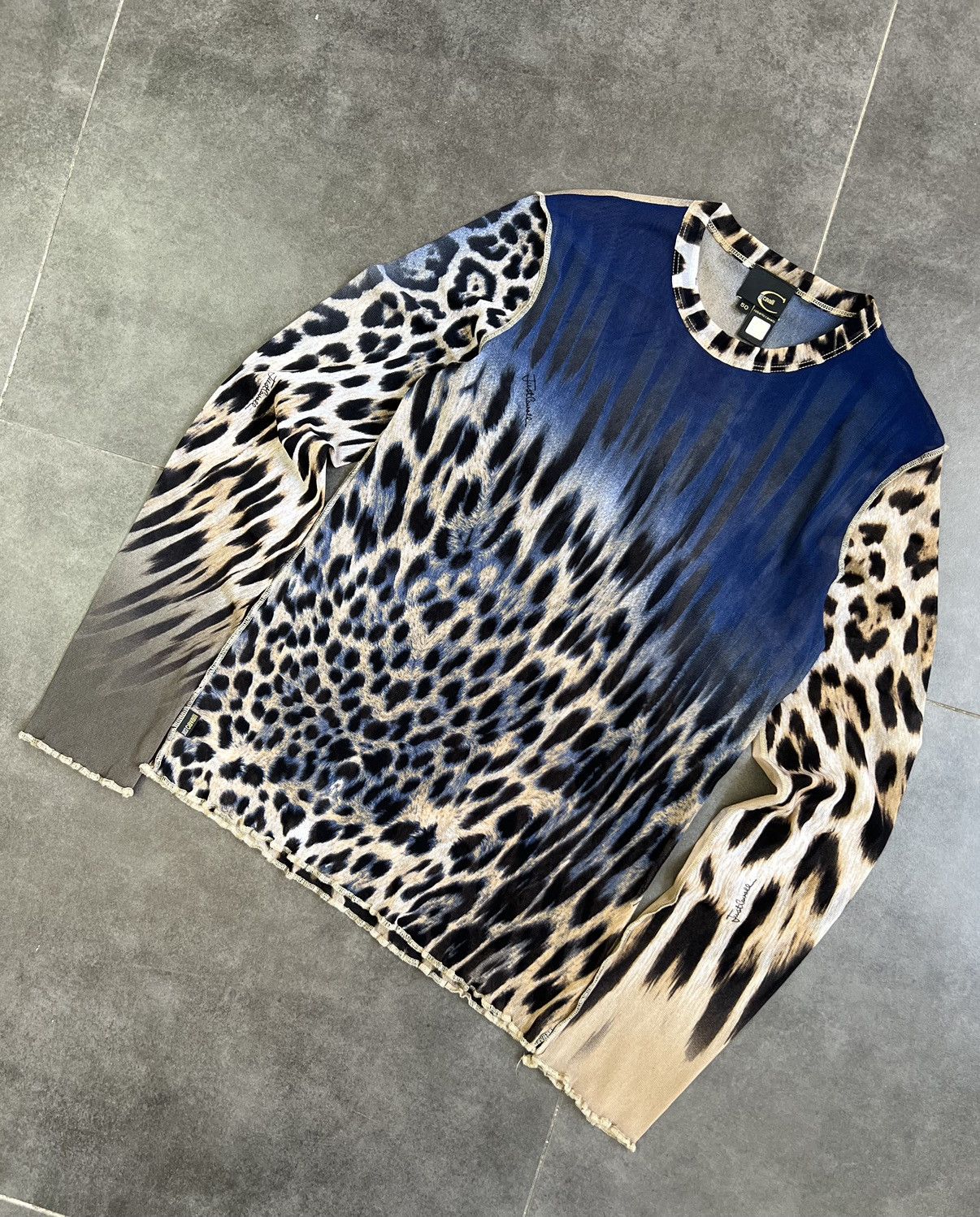 SS 2005 JPG STYLE Cavalli Leopard Pattern Mesh long sleeve