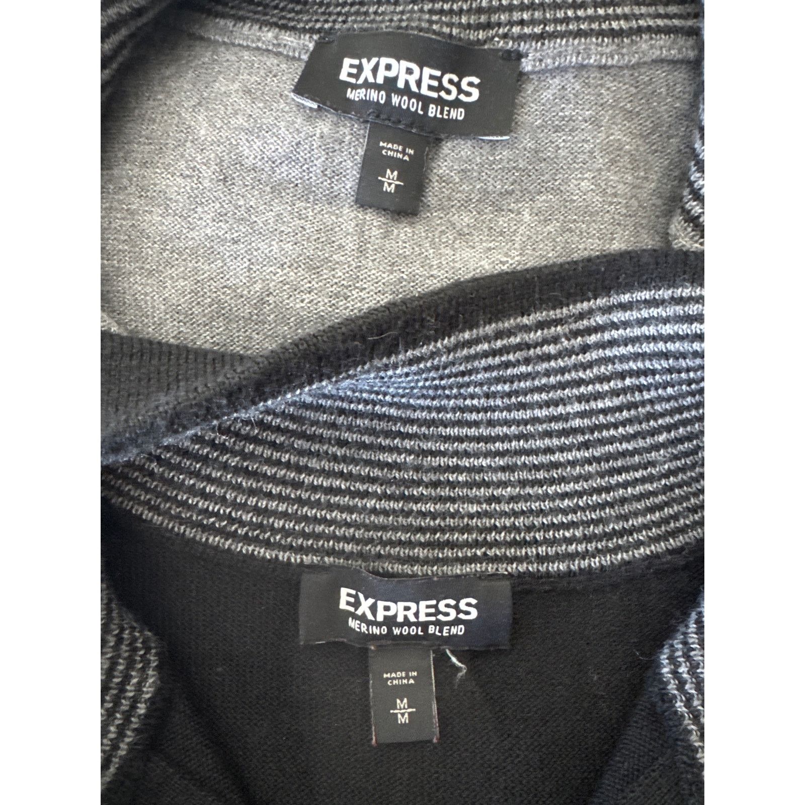 Express EXPRESS Set of (2) Merino Wool Blend Sweaters Black Gray M Size US M / EU 48-50 / 2 - 7 Thumbnail