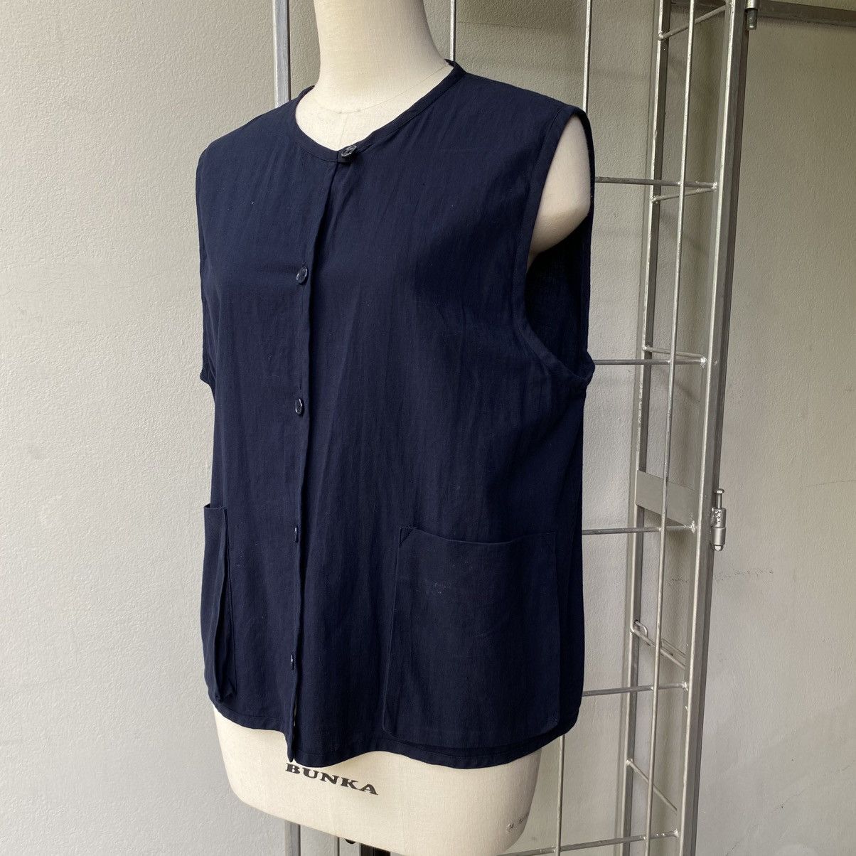 Comme des Garcons Comme des Garcons Navy Sleeveless Button Top Size L / US 10 / IT 46 - 9 Thumbnail