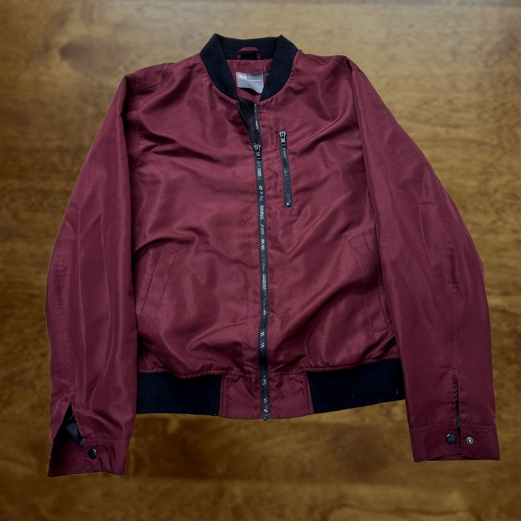 Asos ASOS Jacket Mens Large Red Bomber Full Zip Lined Pocket Lightweight Polyester Size US L / EU 52-54 / 3 - 1 Thumbnail