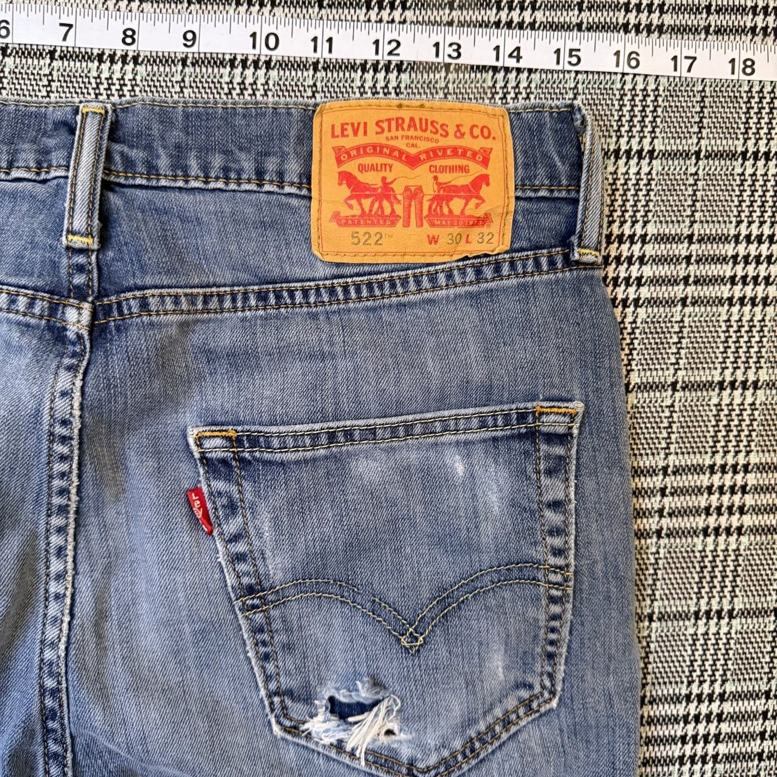Levi's Levi's 522 Men's Jeans Light Blue Wash 30x32 Denim Stretch Size US 30 / EU 46 - 2 Thumbnail