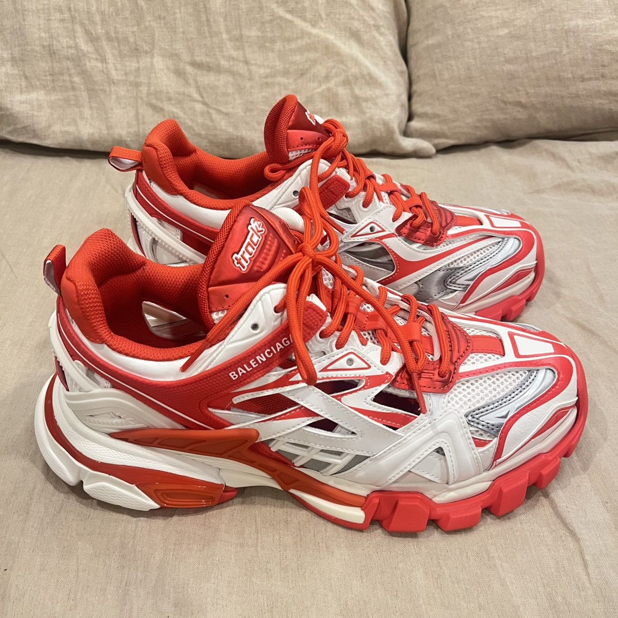 Balenciaga $1200 Balenciaga Track.2 Runners Sneaker, White Red Grey Size US 8 / EU 41 - 6 Thumbnail