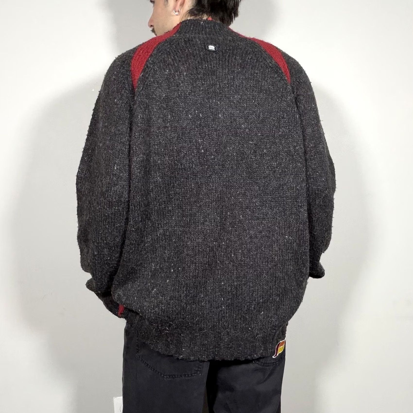 Ecko Unltd. Y2K Ecko Unltd Knit Sweater XL Gray Red Stripe Raglan Hip Hop Pullover Chunky Size US XL / EU 56 / 4 - 2 Thumbnail