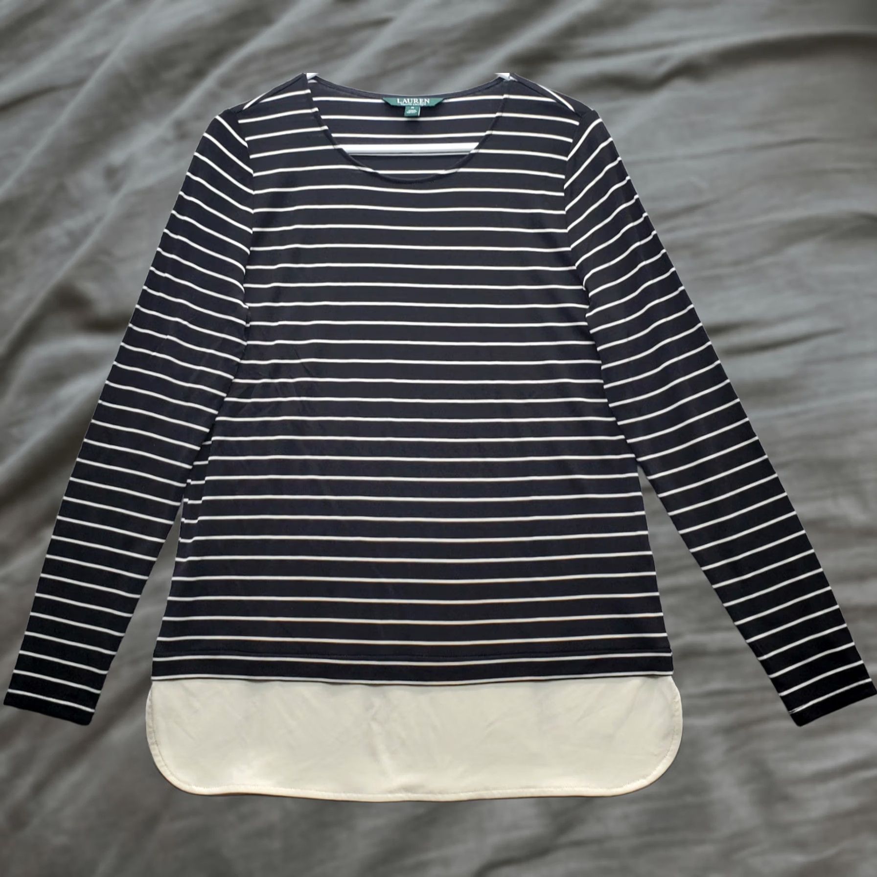 Ralph Lauren Lauren Ralph Lauren Blouse Top Women M Multi Horizontal Striped Long Sleeve Size M / US 6-8 / IT 42-44 - 1 Thumbnail