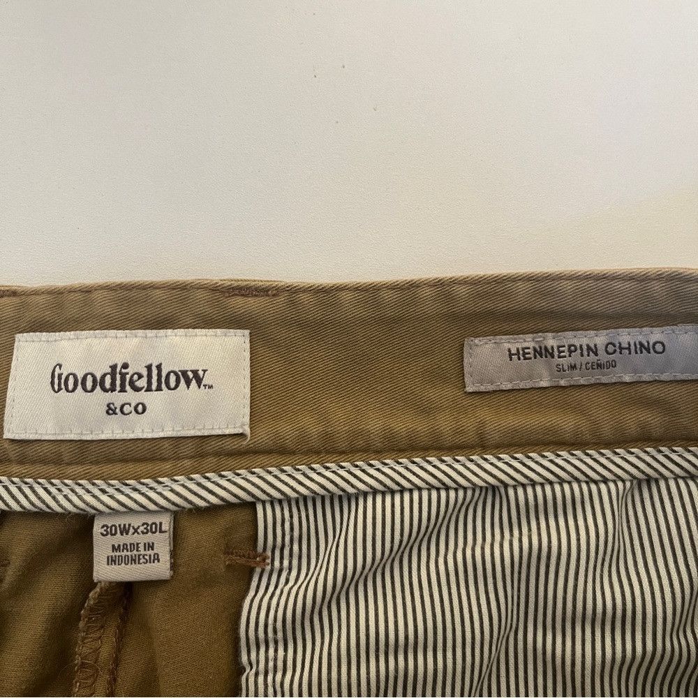 Designer GOODFELLOW Tan Slim Fit Hennepin Chino Pants-Size 30” x 30” Size US 30 / EU 46 - 6 Thumbnail