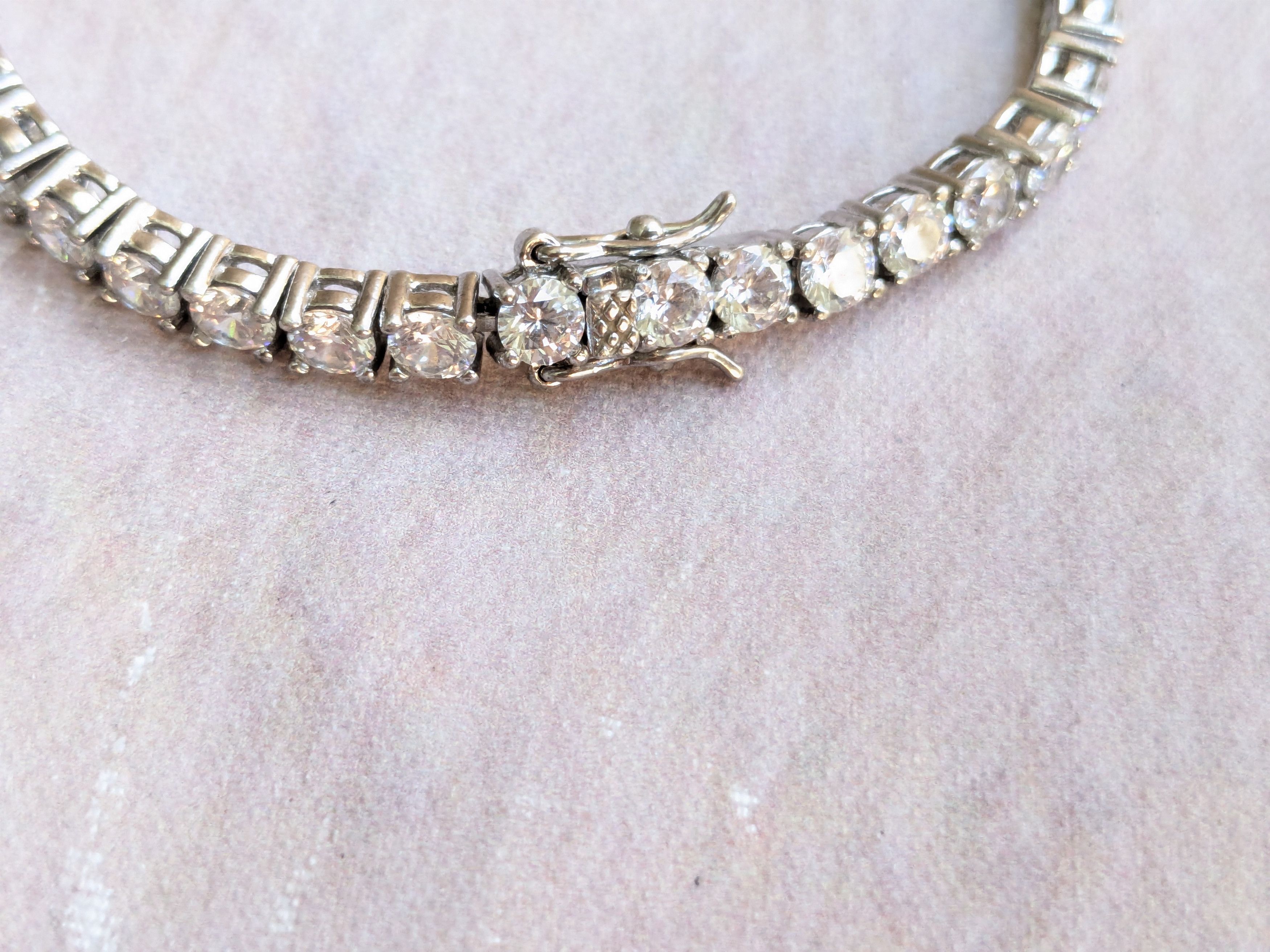 Sterling Silver Sterling Silver Tennis Bracelet CZ Clear 7.25" Round Size ONE SIZE - 7 Thumbnail