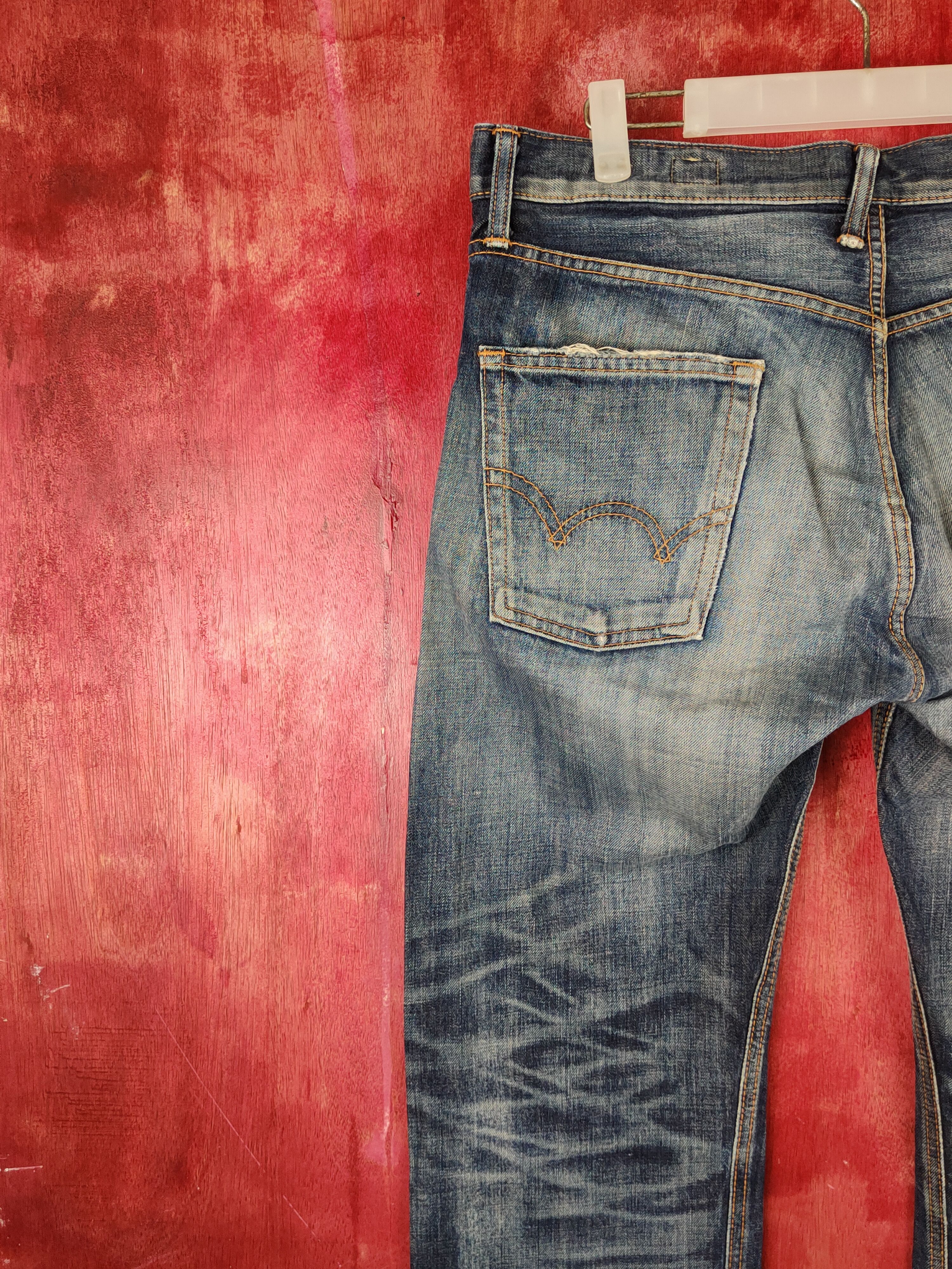 Edwin Edwin Dark Blue Faded Distressed Ripped Jeans #S1691 Size US 32 / EU 48 - 10 Thumbnail