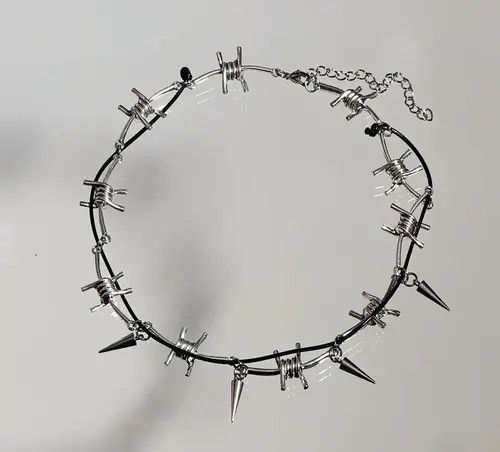 Jewelry Silver Spike Punk Choker Necklace, Edgy Statement Jewelry Size ONE SIZE - 5 Thumbnail