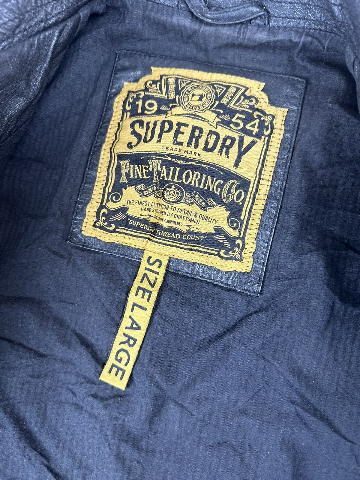 Superdry Super Dry Brad Cowhide Leather Zip Up Bomber Jacket Size US L / EU 52-54 / 3 - 14 Thumbnail
