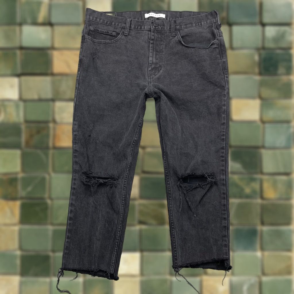 Pacsun Pacsun Jeans 33x21 Black Crop Indie Skater Academia Grunge Stacked Skinny Mens Size US 33 - 1 Thumbnail