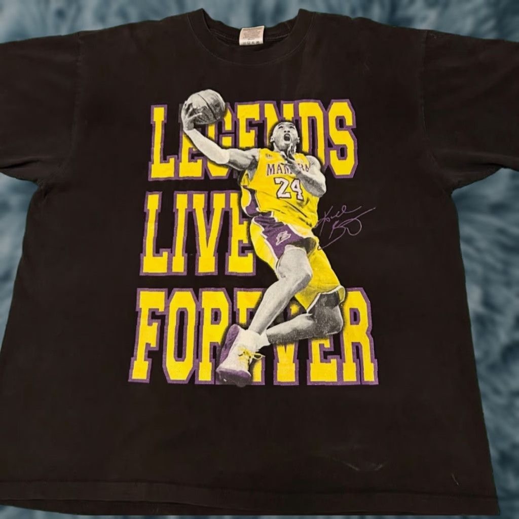 VINTAGE Kobe Bryant Lakers T-Shirt Men 2XL Black 90s Y2K Sports
