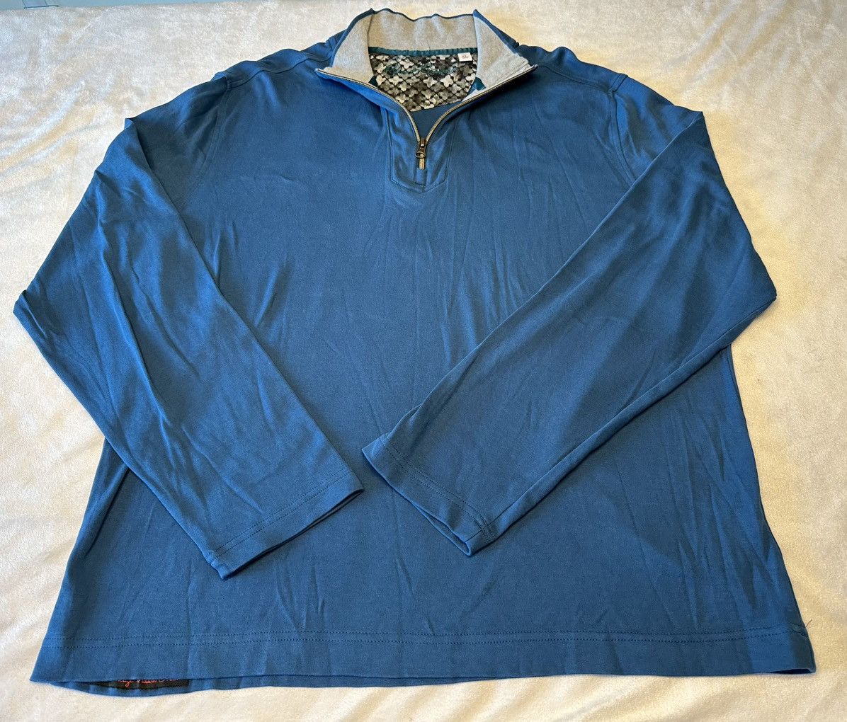Robert Graham Robert Graham Men's Blue Quarter Zip Knit Shirt-Size XL Size US XL / EU 56 / 4 - 1 Thumbnail