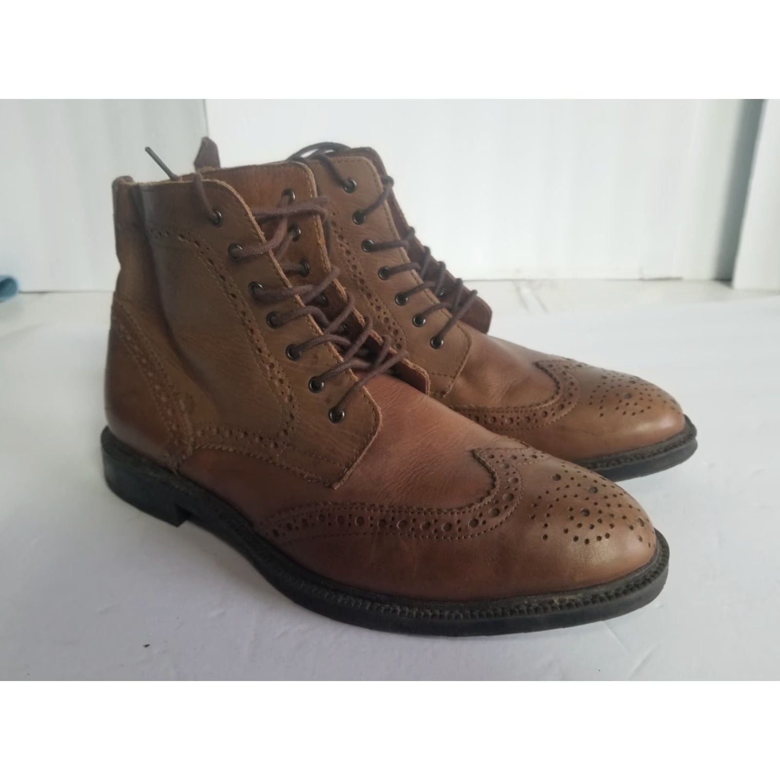 Stafford Stafford Boots Chukka Men Size 9 Brown Leather Wingtip Lace Up Ankle M Shoe Size US 9 / EU 42 - 2 Thumbnail