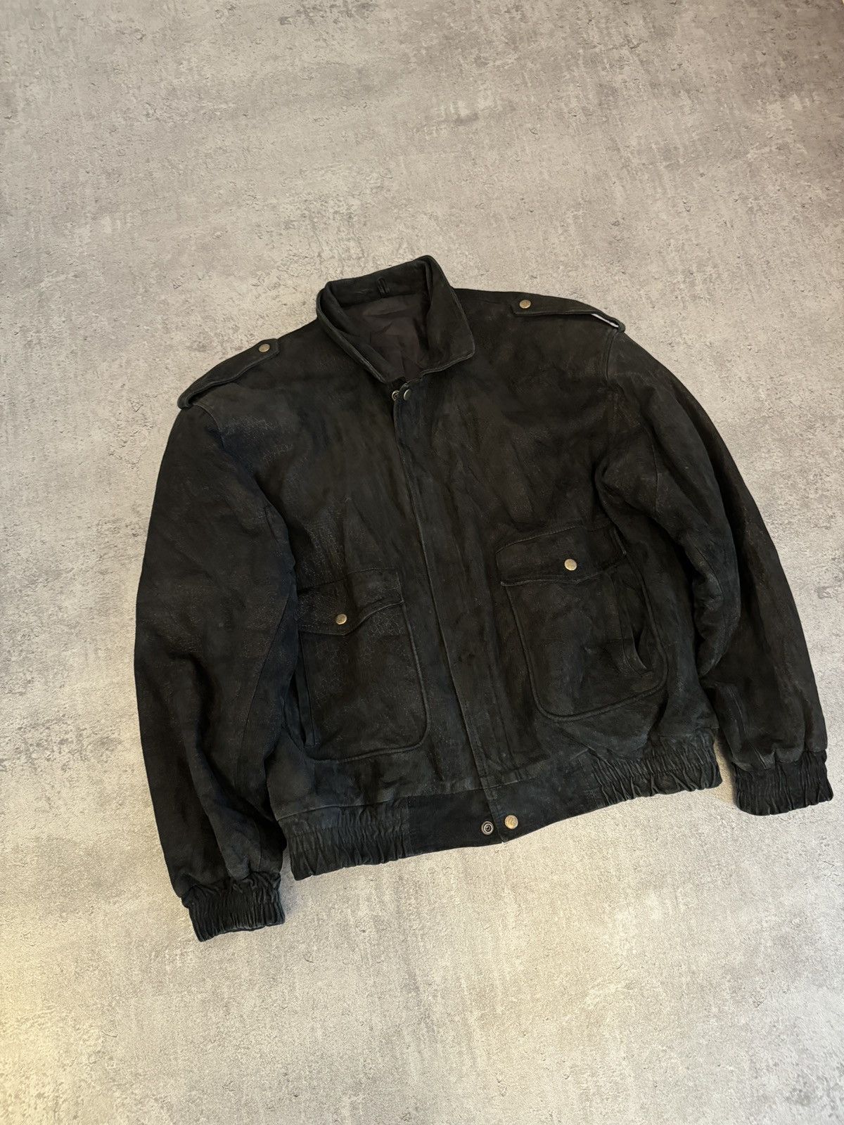 Genuine Leather × Vintage Real Leather Bomber Jacket vintage black boxy 90s y2k rare Size US M / EU 48-50 / 2 - 2 Thumbnail
