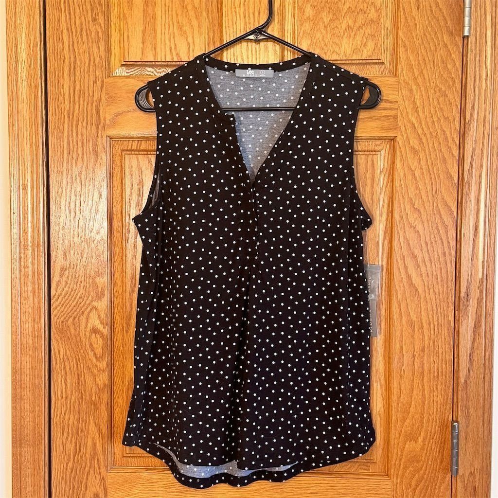 Lee NWT Lee Riders Women's L Black Polka Dot Sleeveless V-Neck Size L / US 10 / IT 46 - 1 Thumbnail