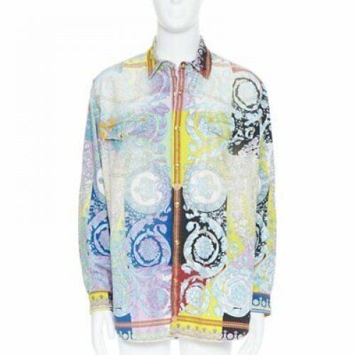 Versace new VERSACE SS19 Techno Baroque distressed cotton Medusa oversized shirt EU38 S Size US S / EU 44-46 / 1 - 1 Thumbnail