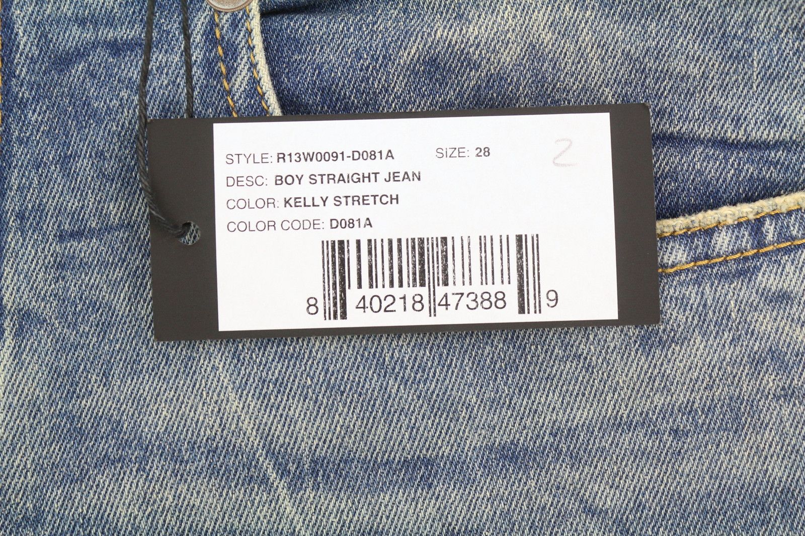 R13 BOY STRAIGHT 28 Kelly Faded Blue RRP699 87183 Size 28" / US 6 / IT 42 - 7 Thumbnail